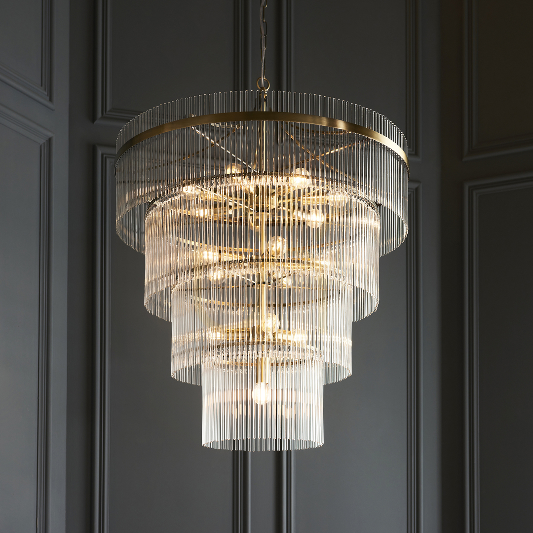Vorschau Pendelleuchte Endon Marietta Messing 16-flammig E14 70 cm Stahl Glas Pendelleuchte Endon Marietta Messing 16-flammig E14 70 cm Stahl Glas