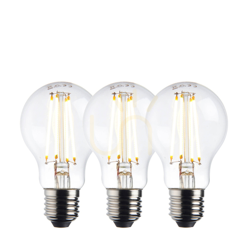 Prüfen E27 LED Glühfaden GLS 3er Pack transparent Endon