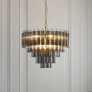 Pendelleuchte Endon Toulouse Grau 12-flammig G9 Ø 50 cm Stahl Glas small 2