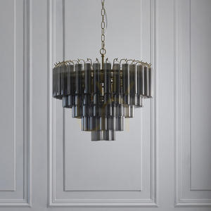 Pendelleuchte Endon Toulouse Grau 12-flammig G9 Ø 50 cm Stahl Glas small 3