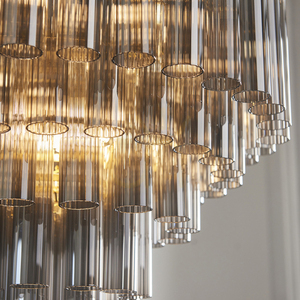 Pendelleuchte Endon Toulouse Grau 12-flammig G9 Ø 50 cm Stahl Glas small 4