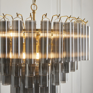 Pendelleuchte Endon Toulouse Grau 12-flammig G9 Ø 50 cm Stahl Glas small 5