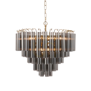 Pendelleuchte Endon Toulouse Grau 12-flammig G9 Ø 50 cm Stahl Glas small 0