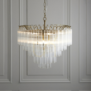 Pendelleuchte Endon Toulouse, satiniertes Messing, klares Glas, 12×G9, Ø50 cm small 2