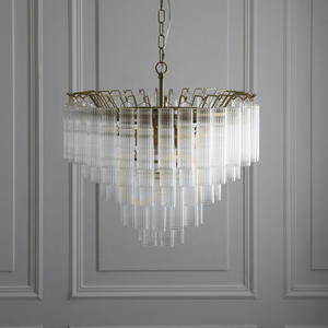 Pendelleuchte Endon Toulouse, satiniertes Messing, klares Glas, 12×G9, Ø50 cm small 3