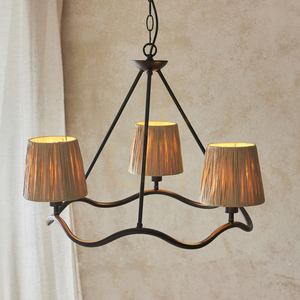 Pendelleuchte Endon Wriggle schwarz mit Rafia-Schirmen 3xE14 small 4
