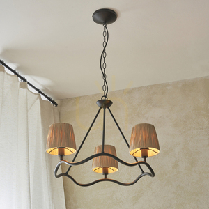 Pendelleuchte Endon Wriggle schwarz mit Rafia-Schirmen 3xE14 small 5
