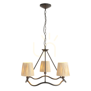 Pendelleuchte Endon Wriggle schwarz mit Rafia-Schirmen 3xE14 small 9
