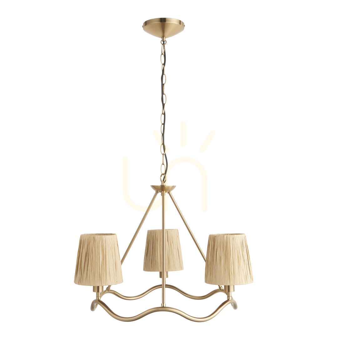 Anzeige Pendelleuchte Endon Wriggle Messing Naturfaser 3-flammig E14 Dimmbar Pendelleuchte Endon Wriggle Messing Naturfaser 3-flammig E14 Dimmbar