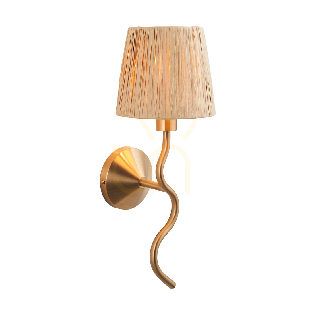 Endon Brass Natural Fibre E14 Dimmable Wall Light