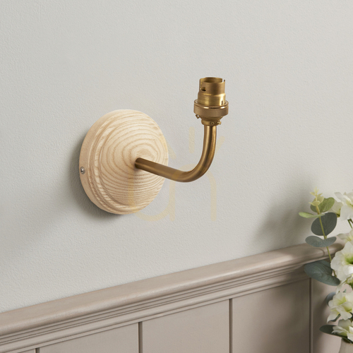 Prüfen Wandleuchte Endon Wood Arc ohne Schirm Esche Messing B22 7W dimmbar