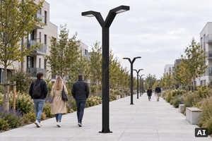 Lichtmast TRYSIL 1024BL schwarz doppelt LED 34W 3000K 350 cm Norlys small 1