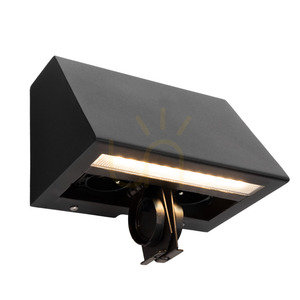 LED-Außenwandleuchte mit 2 Schuko-Steckdosen Norlys Ski 1390BL, schwarz, 3000K small 1