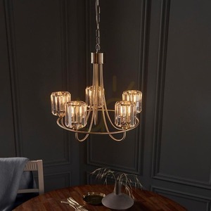 Pendelleuchte Endon Berenice 5-flammig Messing Ø51 cm Stahl Glas E14 dimmbar small 5