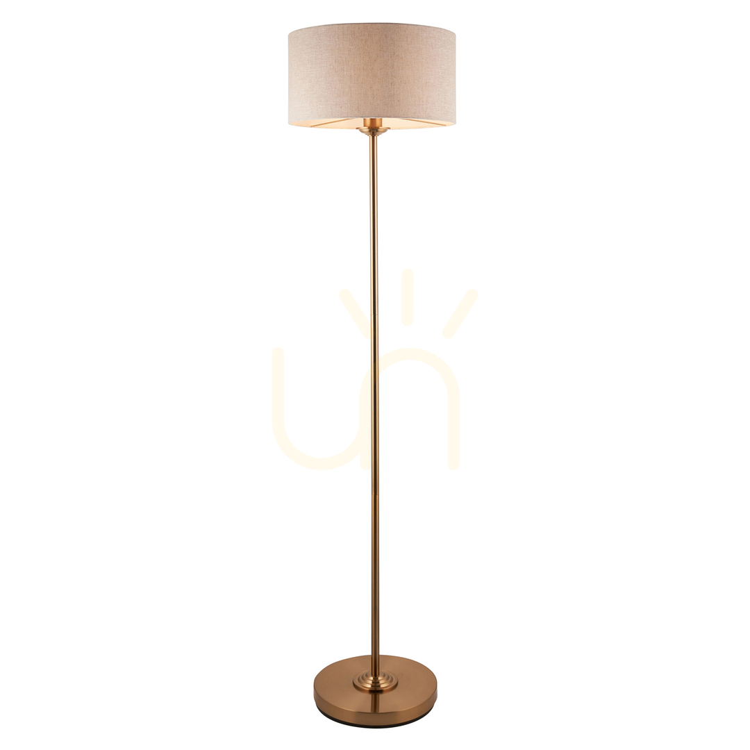 Stehlampe Endon Highclere Messing Stoffschirm E27 150 cm