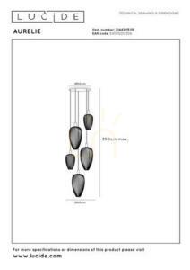 Pendelleuchte Lucide AURELIE 21442/15/10 Gold Schwarz Metall Modern small 5