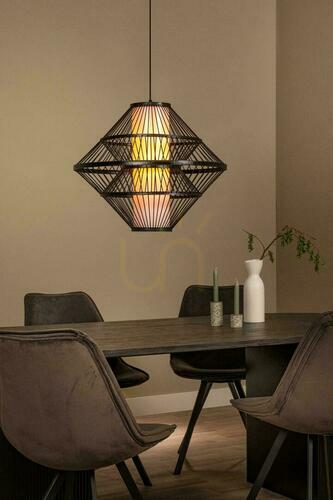 Prüfen Pendelleuchte Lucide Pasquino 21445/60/30 Schwarz Naturfurnier Japandi 60 cm