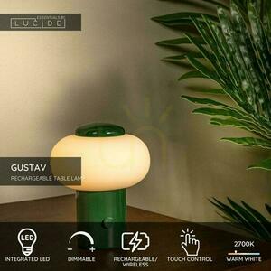 Tischleuchte Lucide GUSTAV grün Glas LED dimmbar USB 44520/01/33 small 3