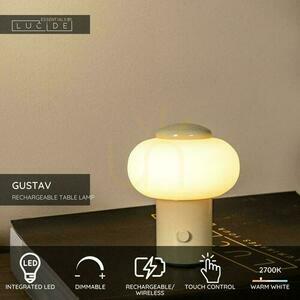 Tischleuchte Lucide GUSTAV Beige Glas LED dimmbar USB 44520/01/38 small 3