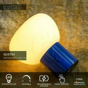 Tischleuchte Lucide GUSTAV blau Glas LED dimmbar USB 44521/01/35 small 3