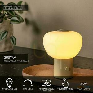 Tischleuchte Lucide GUSTAV beige Glas LED dimmbar USB 44521/01/38 small 3