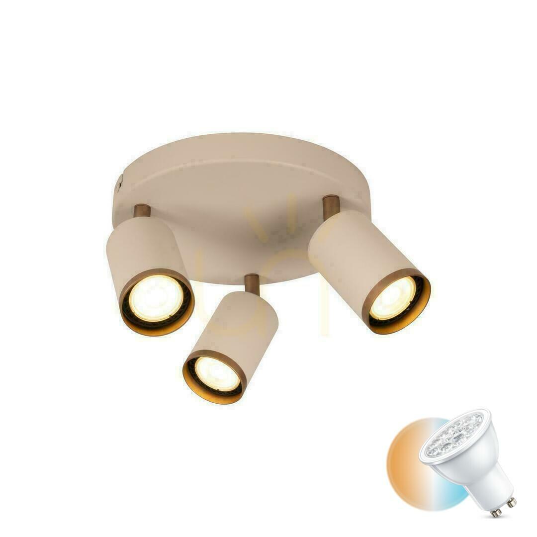 Lucide Regina Beige Aluminum Ceiling Light 3x GU10 21 cm 53914/13/41