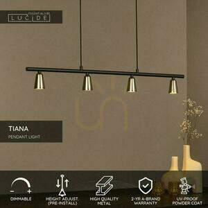 Pendelleuchte Lucide Tiana 4-flammig Beige Schwarz Metall GU10 65401/04/05 small 3