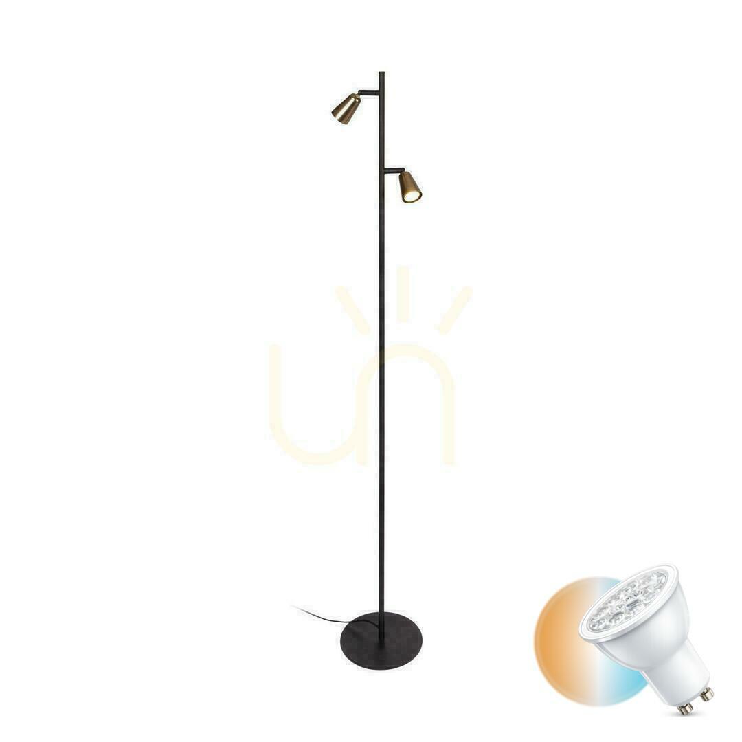 Stojacia lampa Lucide Tiana béžová/čierna kovová 2x GU10 151,2 cm