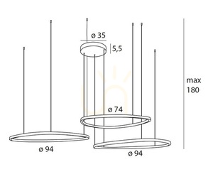 Pendelleuchte Max Light Cayenne 3 gebürstet Schwarz P0663D small 1