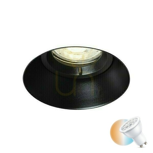 Prüfen Ipso R Ip65 Deckeneinbauobjektiv Schwarz 230 V Led Gu10 9 W.