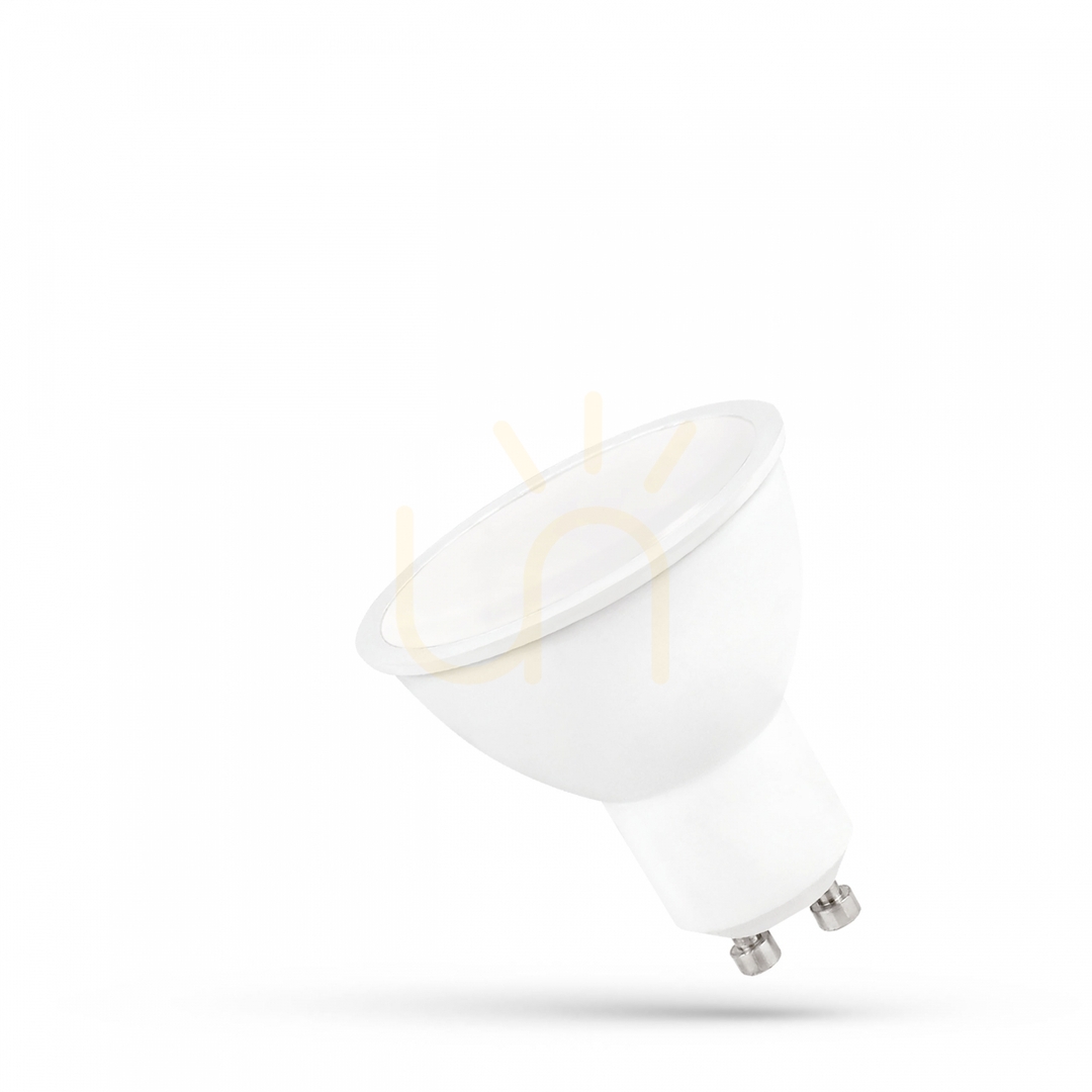 LED GU10 230V 9W Smd CW Glühbirne mit milchigem Glas Weißes Spektrum.