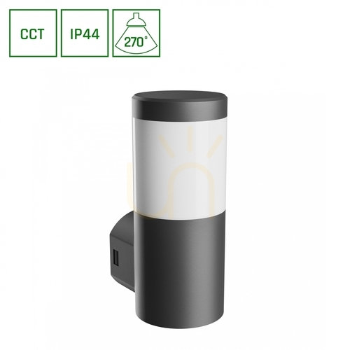 Prüfen Außenwandleuchte Stella Column Wall GU10 6W CCT 230V 270 St IP44 Ik08 100 X130 X245mm Schwarz Runde Fassade.