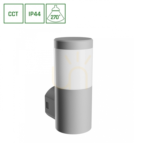 Prüfen Außenwandleuchte Stella Column Wall GU10 6W CCT 230V 270 St IP44 Ik08 100 X130 X245mm Grau Runde Fassade.