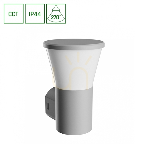 Prüfen Außenwandleuchte Stella Round Wall GU10 6W CCT 230V 270 St IP44 Ik08155 X160 X230mm Grau Runde Fassade.