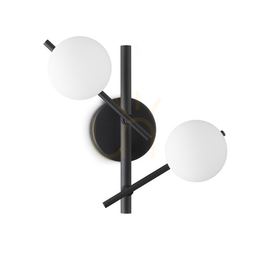 Prüfen Wandleuchte Ideallux Atlas 365077 schwarz rund 2-flammig Ø30 cm G9