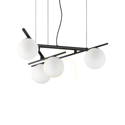 Prüfen Pendelleuchte Ideallux Atlas 365091 schwarz 4-flammig Ø62 cm G9