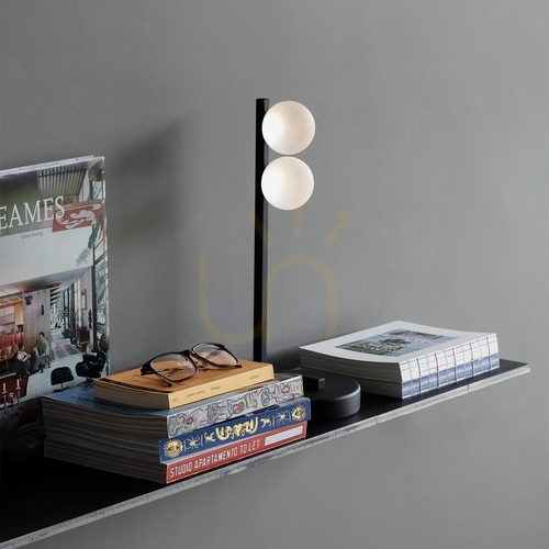 Prüfen Tischleuchte Ideallux Binomio weiß Glas Metall Ø16 cm G9 353203