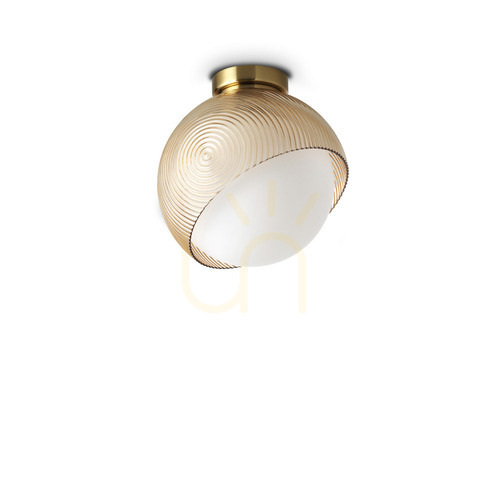 Prüfen Plafond Ideallux Bloom Messing Glas E27 22 cm 366579