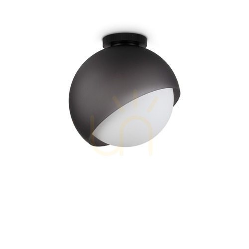 Prüfen Plafond Ideallux Bloom 366609 schwarz Glas E27 Ø30 cm