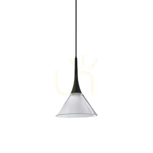 Prüfen Pendelleuchte Ideallux Cocktail transparent Glas Ø15 cm LED 7W schwarz 353647