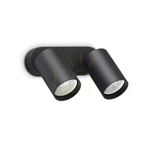 Prüfen Wandleuchte Ideallux Dynamite 367385 schwarz rund 2-flammig GU10 Ø16,5 cm