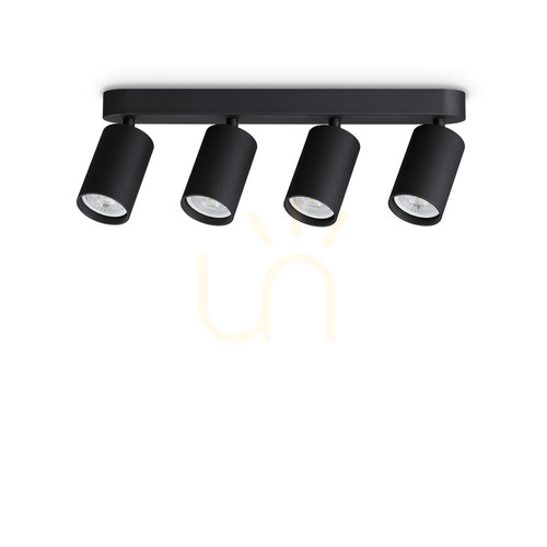 Prüfen Plafond Ideallux Dynamite 371344 schwarz 4-flammig GU10 Ø38,5 cm