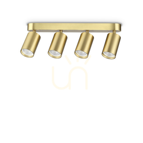 Prüfen Plafond Ideallux Dynamite Messing 4-flammig Ø38,5 cm GU10 371351