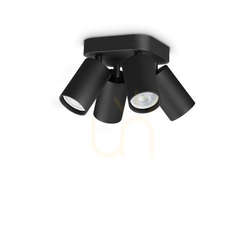Prüfen Plafond Ideallux Dynamite 371290 schwarz 4xGU10 Ø13,5 cm