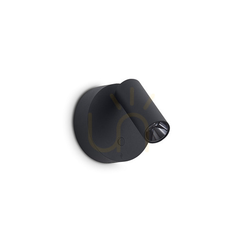 Prüfen Wandleuchte Ideallux ELF 347462 schwarz rund LED 3W dimmbar Ø8,5 cm