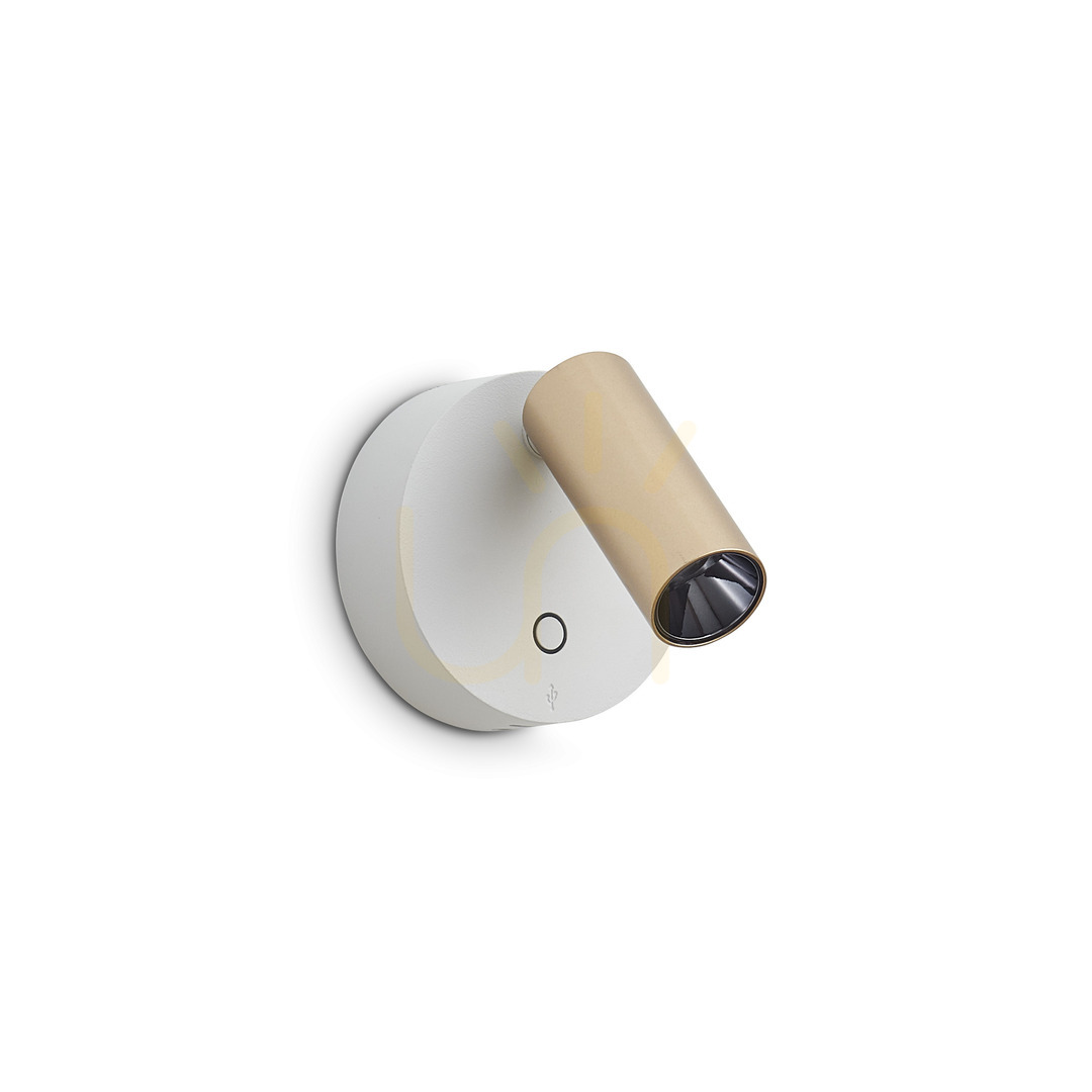 Vägglampa Ideallux ELF guld LED 3W dimbar 8,5 cm 347493