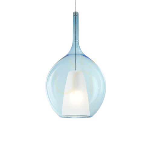 Prüfen Pendelleuchte Ideallux Kalique blau Chrom E27 28 cm 359694