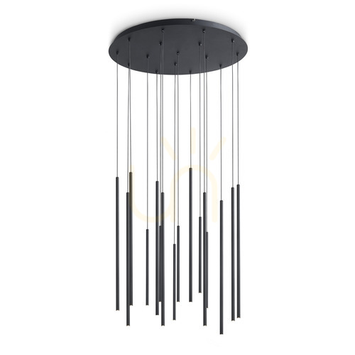 Prüfen Pendelleuchte Ideallux LOOK schwarz LED 16-flammig Ø70 cm 3000K 371146