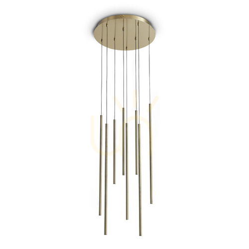 Prüfen Pendelleuchte Ideallux LOOK Messing Glas 8-flammig Ø45 cm LED 3000K 371184