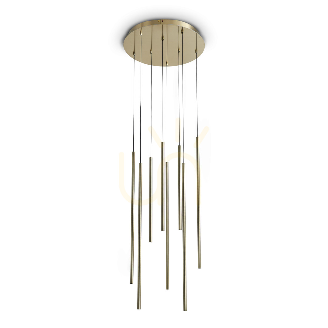 Prüfen Pendelleuchte Ideallux LOOK Messing Glas 8-flammig Ø45 cm LED 3000K 371184 Pendelleuchte Ideallux LOOK Messing Glas 8-flammig Ø45 cm LED 3000K 371184